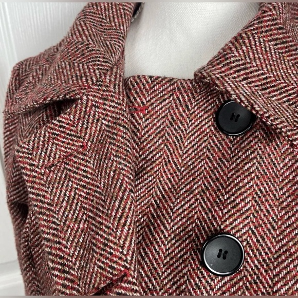 Needle & Thread Double Breasted Herringbone Tweed Pea Coat Womens Size M - Picture 3 of 9